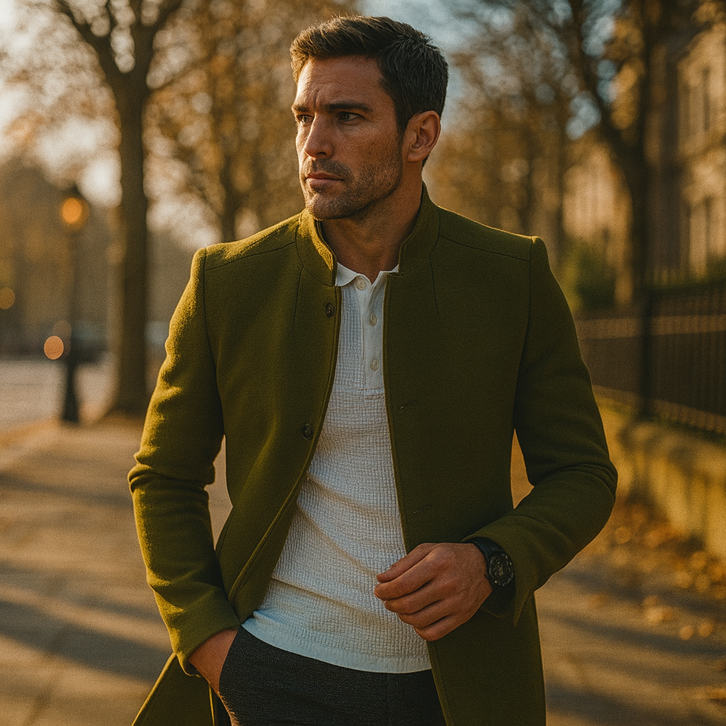 Manteau d'hiver minimaliste pour homme, avec boutons, pour un style smart casual