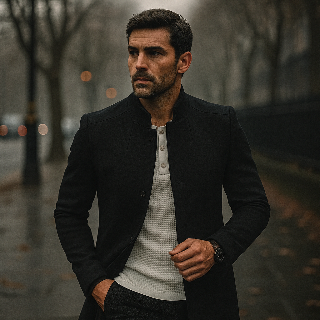 Manteau d'hiver minimaliste pour homme, avec boutons, pour un style smart casual