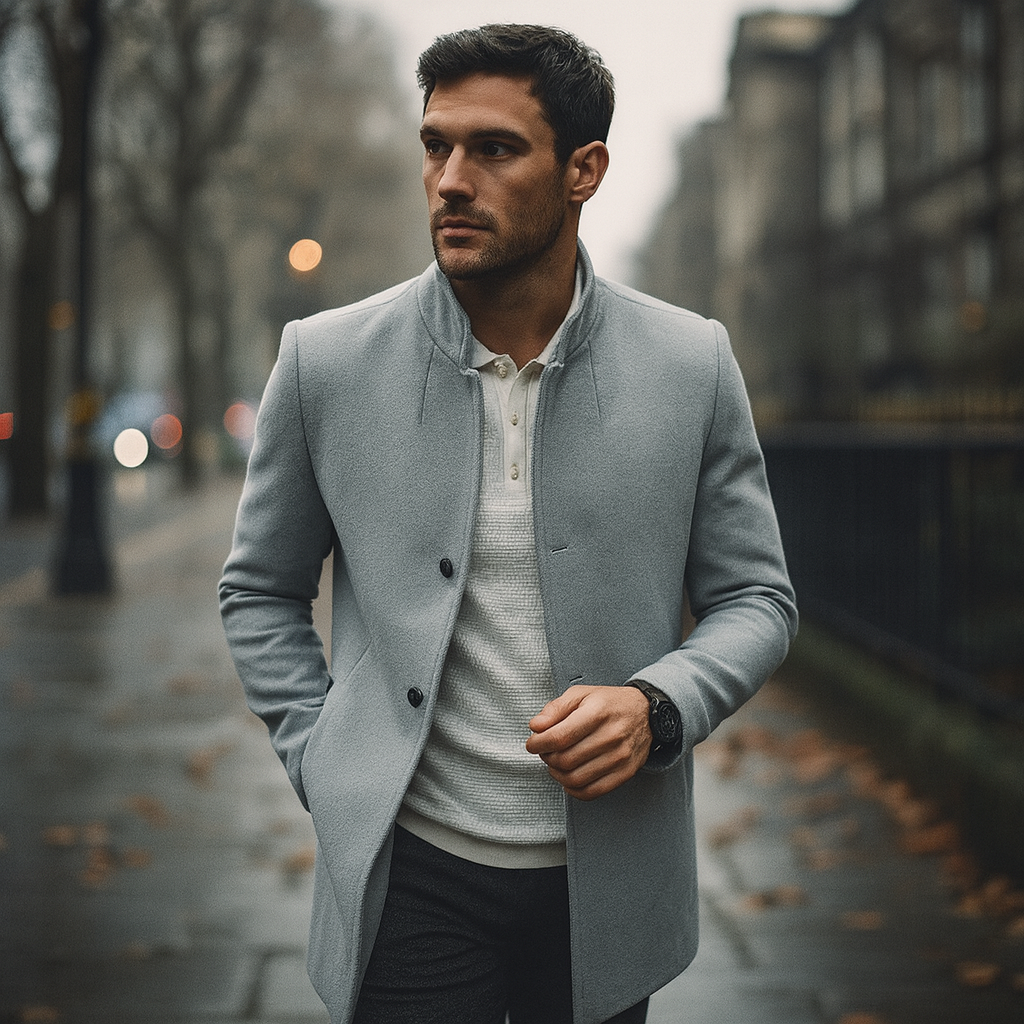 Manteau d'hiver minimaliste pour homme, avec boutons, pour un style smart casual