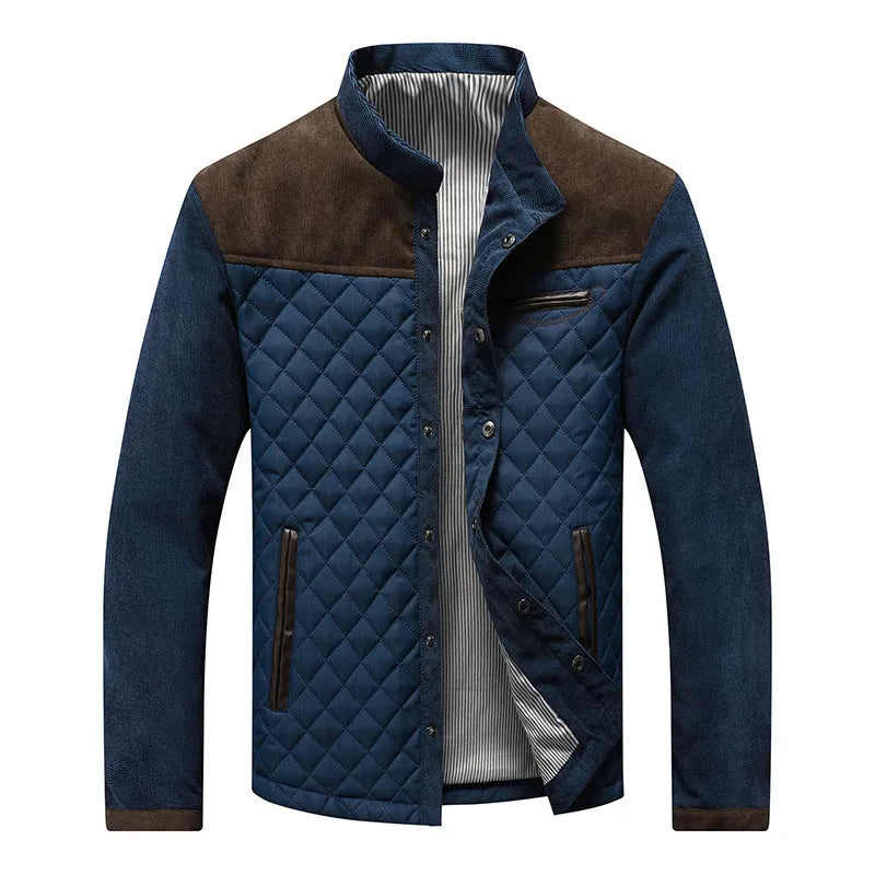 Veste Matelassée pour Homme avec Col Montant et Accents en Suède pour Sorties Élégantes