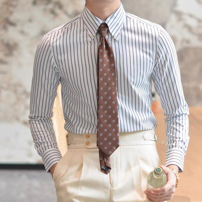 Chemise à Rayures Rétro pour Homme - Col Classique pour Toutes les Occasions