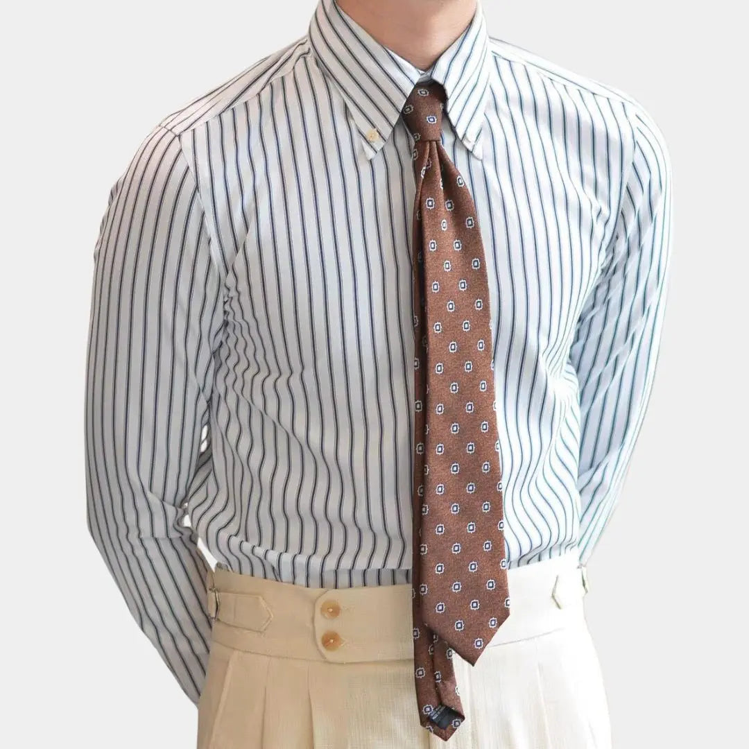 Chemise à Rayures Rétro pour Homme - Col Classique pour Toutes les Occasions