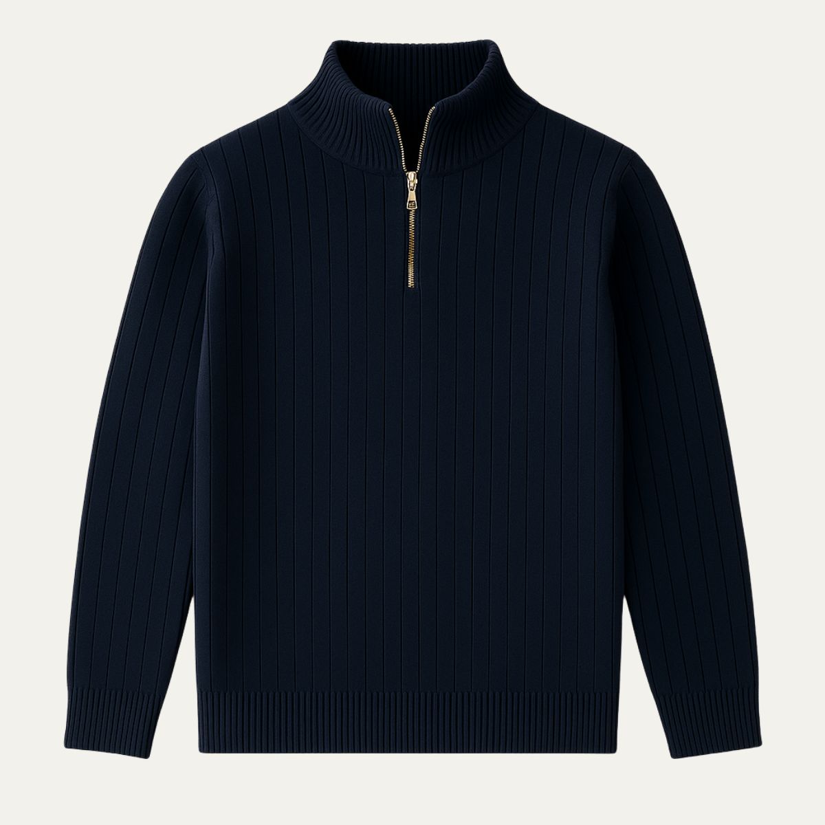 Pull en Maille Côtelée pour Homme – Style Col Montant Confortable