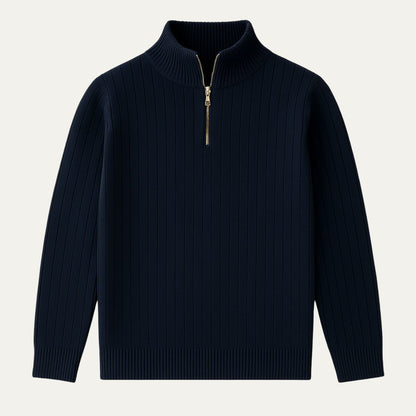 Pull en Maille Côtelée pour Homme – Style Col Montant Confortable
