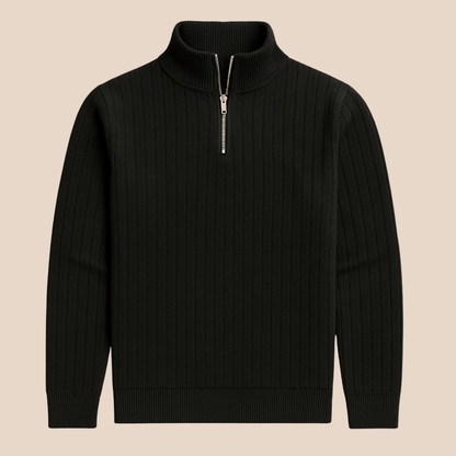 Pull en Maille Côtelée pour Homme – Style Col Montant Confortable