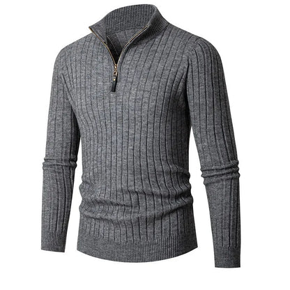Pull à col zippé mi-haut pour hommes en teintes neutres pour un style élégant