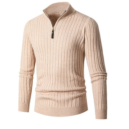 Pull à col zippé mi-haut pour hommes en teintes neutres pour un style élégant