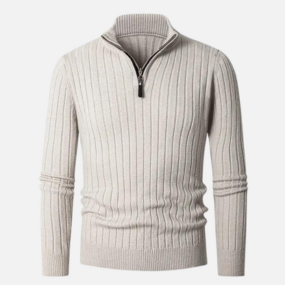 Pull à col zippé mi-haut pour hommes en teintes neutres pour un style élégant