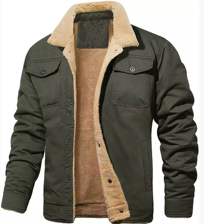 Veste en Laine de Mouton pour Hommes avec Col en Laine pour l'Hiver