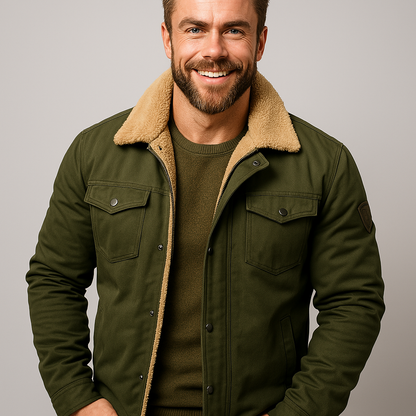 Veste en Laine de Mouton pour Hommes avec Col en Laine pour l'Hiver