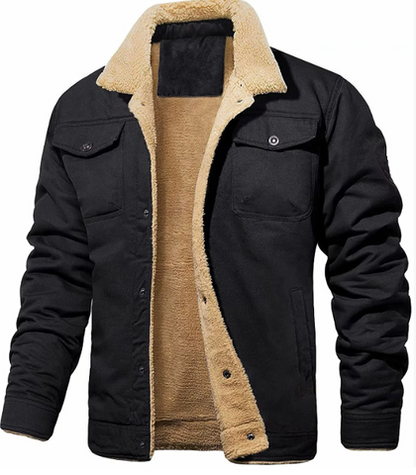 Veste en Laine de Mouton pour Hommes avec Col en Laine pour l'Hiver
