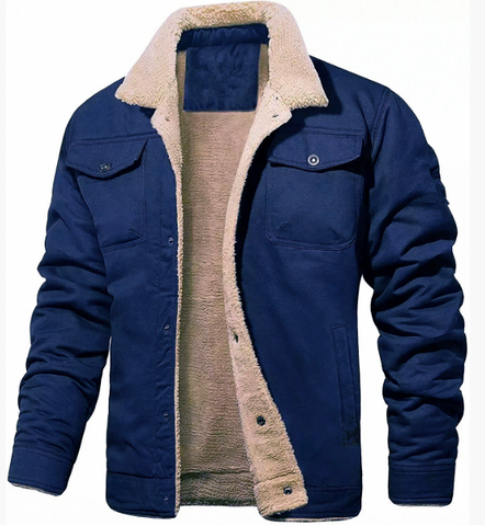 Veste en Laine de Mouton pour Hommes avec Col en Laine pour l'Hiver