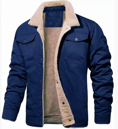 Veste en Laine de Mouton pour Hommes avec Col en Laine pour l'Hiver