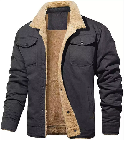 Veste en Laine de Mouton pour Hommes avec Col en Laine pour l'Hiver