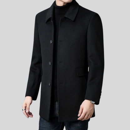 Manteau d'Hiver Élégant à Simple Boutonnage pour Hommes