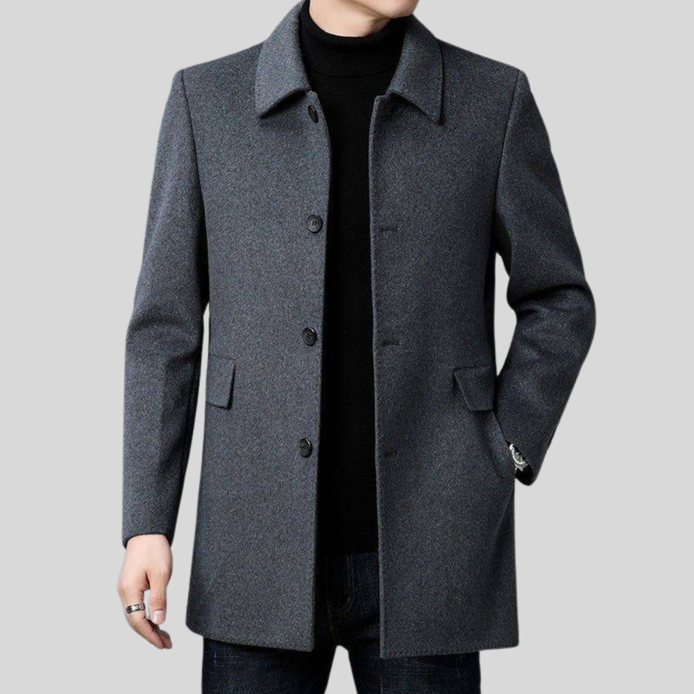 Manteau d'Hiver Élégant à Simple Boutonnage pour Hommes