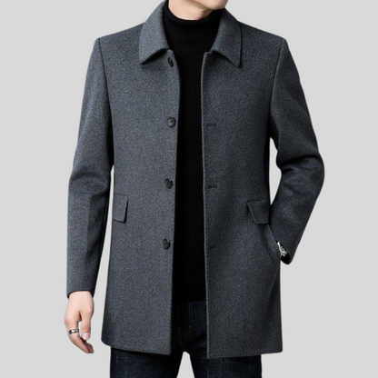 Manteau d'Hiver Élégant à Simple Boutonnage pour Hommes