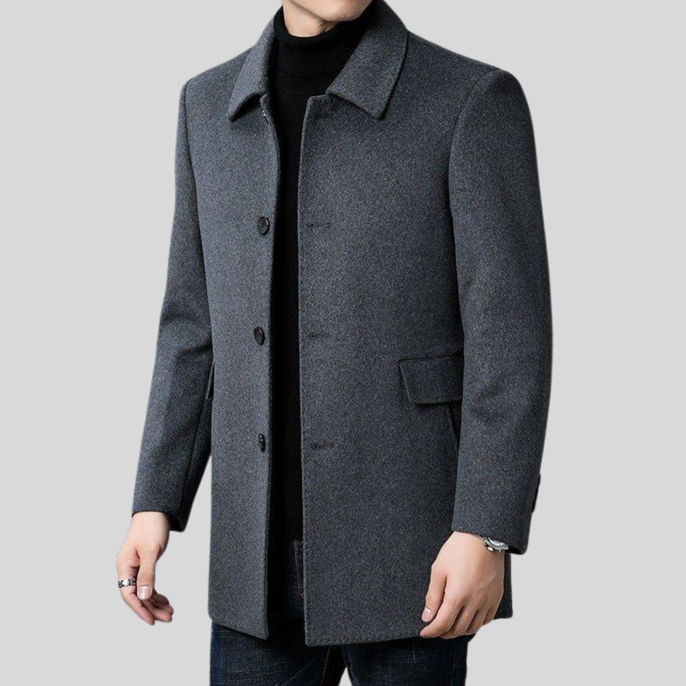 Manteau d'Hiver Élégant à Simple Boutonnage pour Hommes