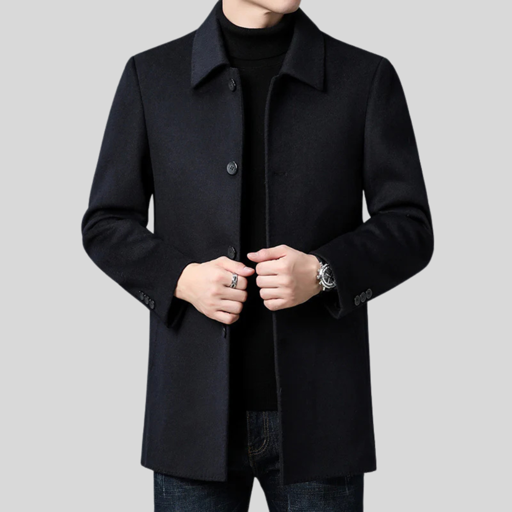 Manteau d'Hiver Élégant à Simple Boutonnage pour Hommes