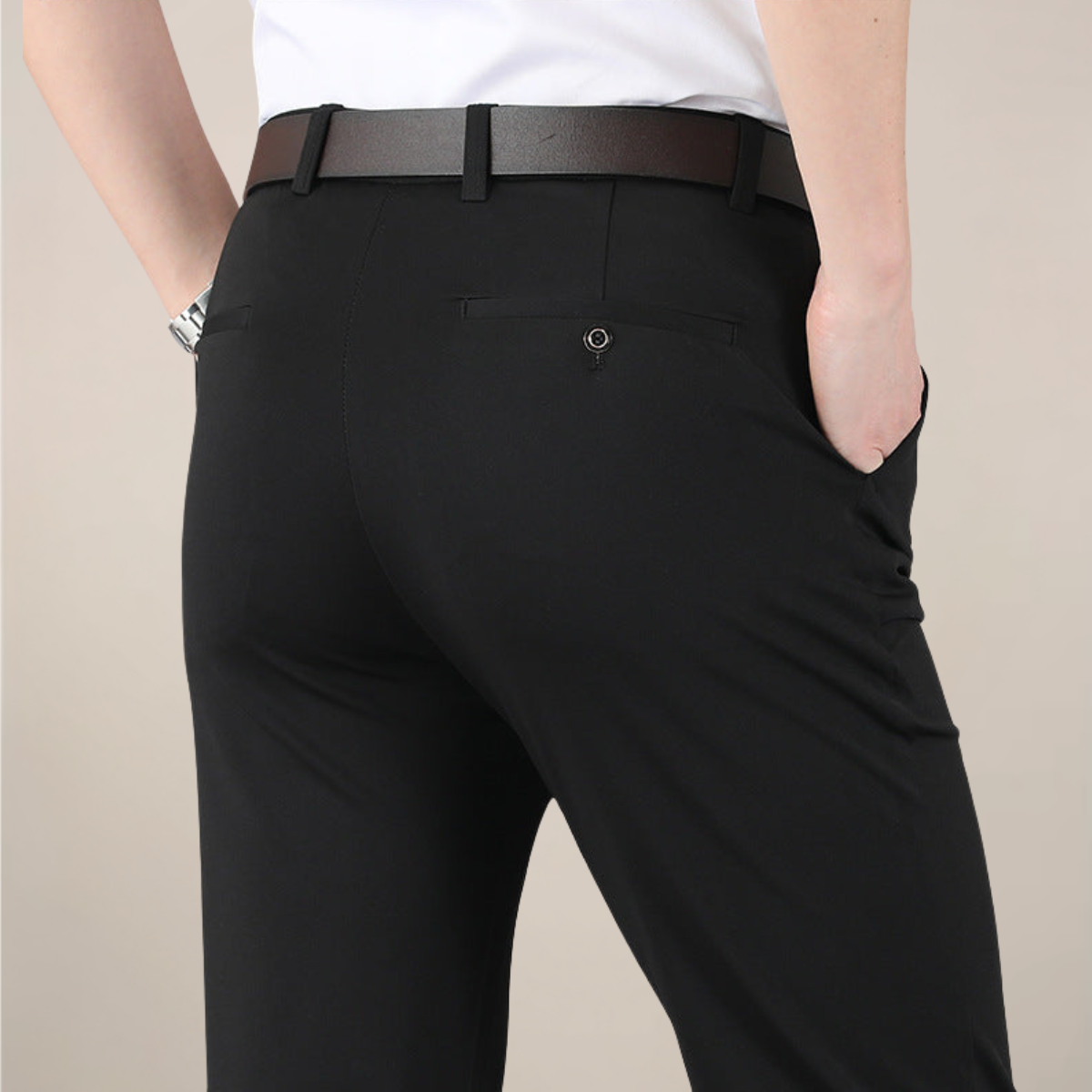 Pantalons habillés ajustés pour hommes avec taille extensible pour le travail