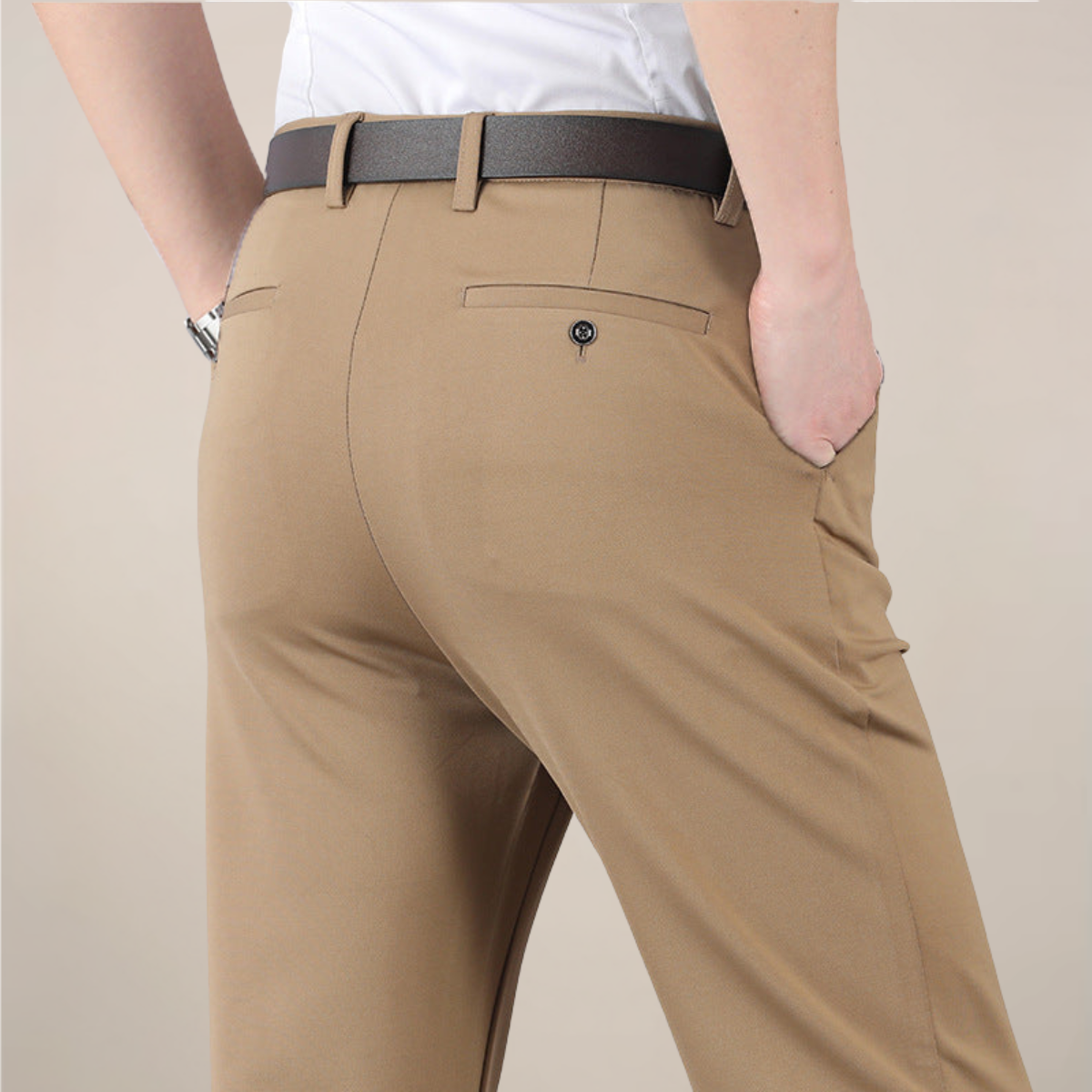 Pantalons habillés ajustés pour hommes avec taille extensible pour le travail