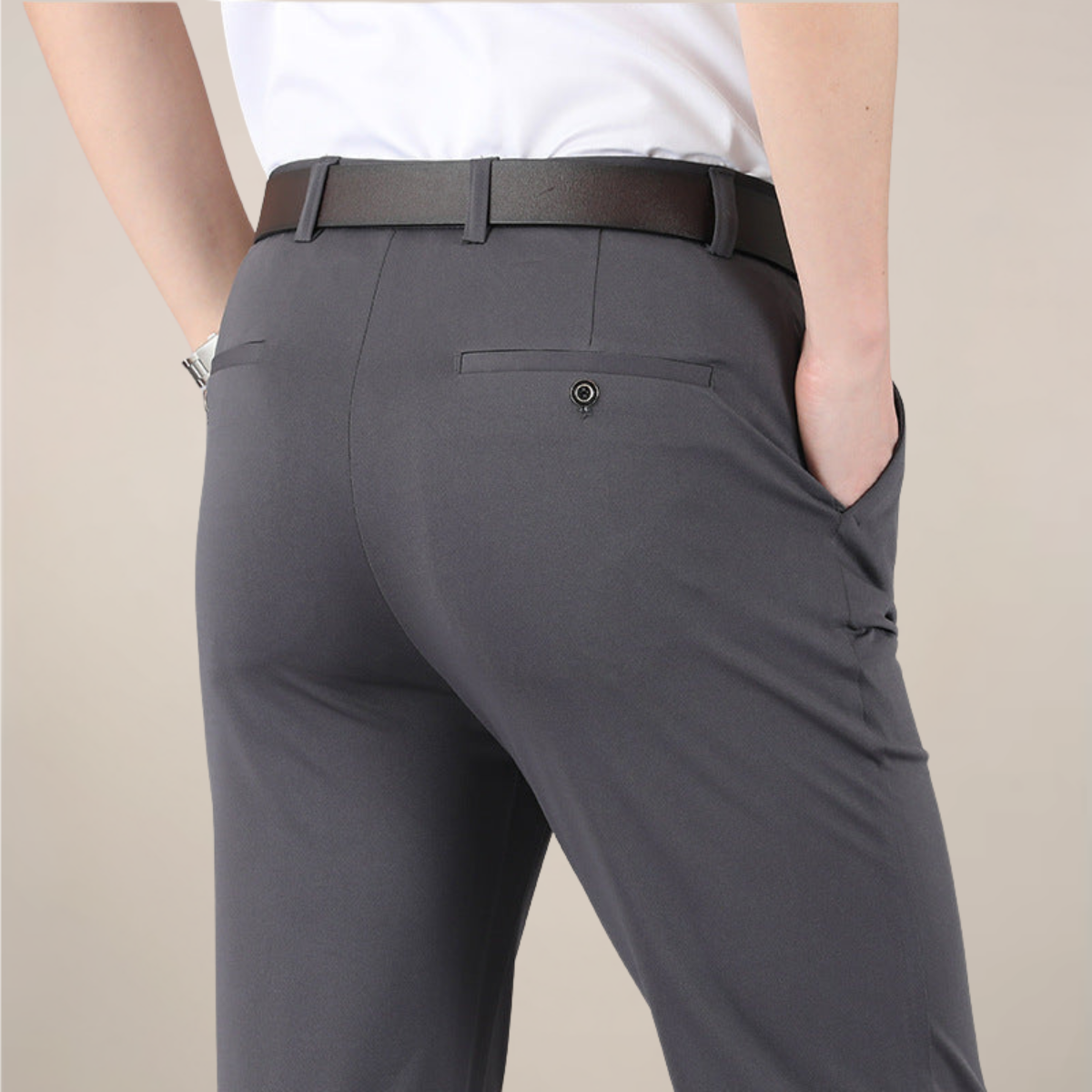 Pantalons habillés ajustés pour hommes avec taille extensible pour le travail