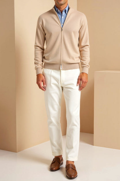 Veste Zippée Ajustée pour Homme - Col Montant Élégant