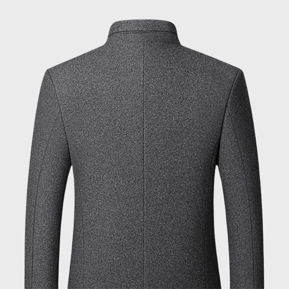 Manteau d'affaires pour hommes avec col montant et poches latérales pour occasions élégantes