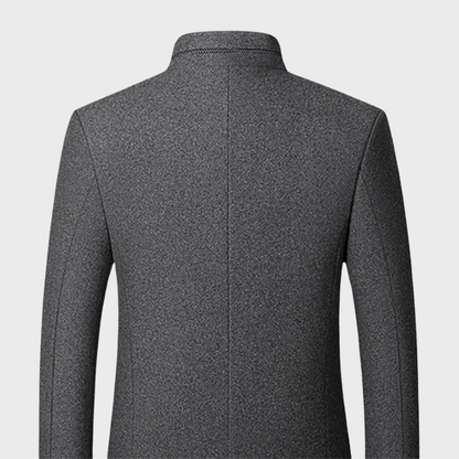 Manteau d'affaires pour hommes avec col montant et poches latérales pour occasions élégantes