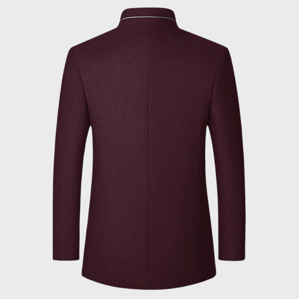 Manteau d'affaires pour hommes avec col montant et poches latérales pour occasions élégantes