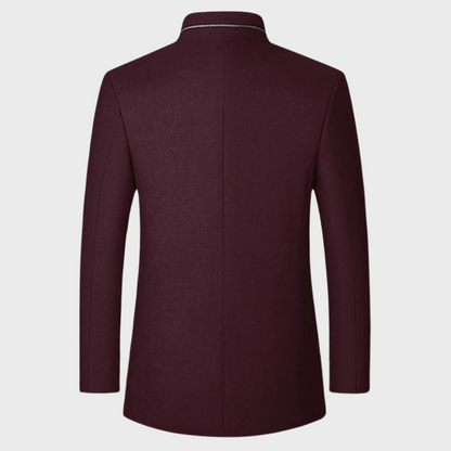 Manteau d'affaires pour hommes avec col montant et poches latérales pour occasions élégantes