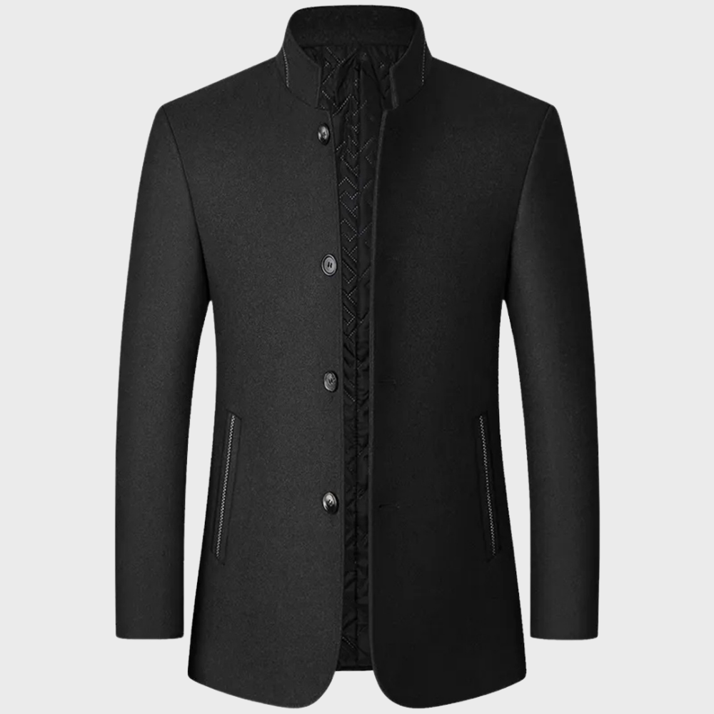 Manteau d'affaires pour hommes avec col montant et poches latérales pour occasions élégantes