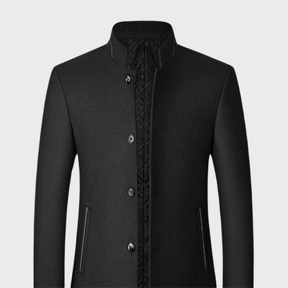 Manteau d'affaires pour hommes avec col montant et poches latérales pour occasions élégantes