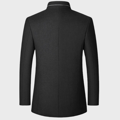 Manteau d'affaires pour hommes avec col montant et poches latérales pour occasions élégantes