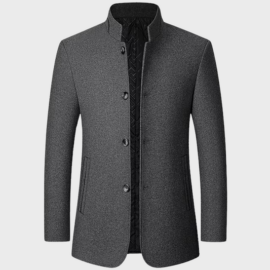 Manteau d'affaires pour hommes avec col montant et poches latérales pour occasions élégantes