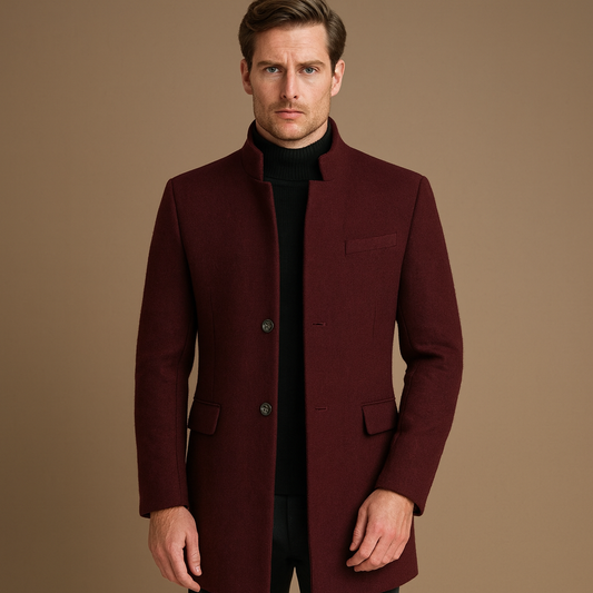 Manteau Long à Col Montant pour Homme – Veste Élégante pour Événements Professionnels et Soirées