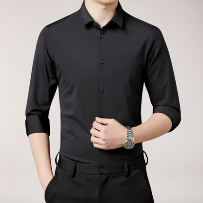 Chemise à Boutons Stretch pour Hommes – Coupe Slim à Manches Longues pour le Travail et les Événements Sociaux