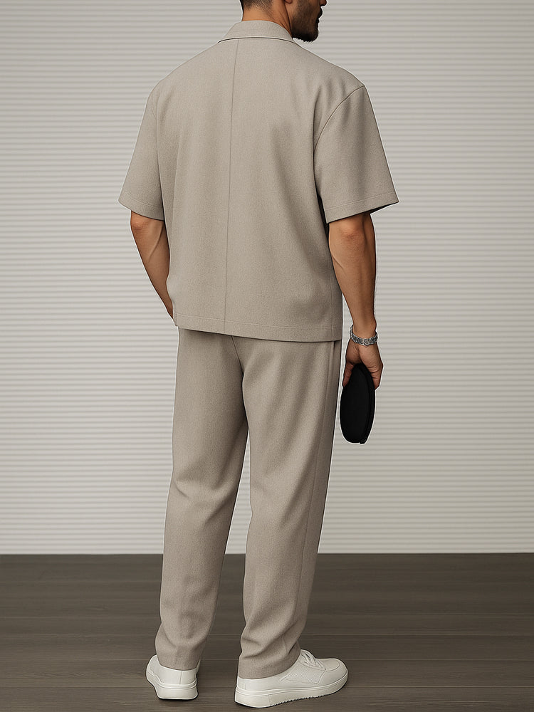 Ensemble Blazer à Manches Courtes et Pantalon pour Événements Formels et Sociaux