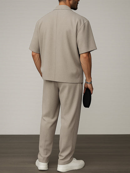 Ensemble Blazer à Manches Courtes et Pantalon pour Événements Formels et Sociaux