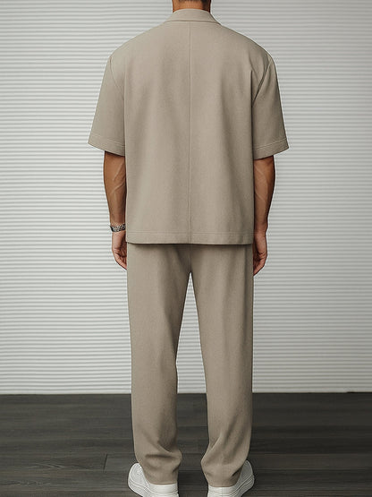 Ensemble Blazer à Manches Courtes et Pantalon pour Événements Formels et Sociaux