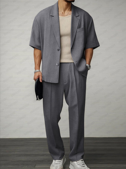 Ensemble Blazer à Manches Courtes et Pantalon pour Événements Formels et Sociaux
