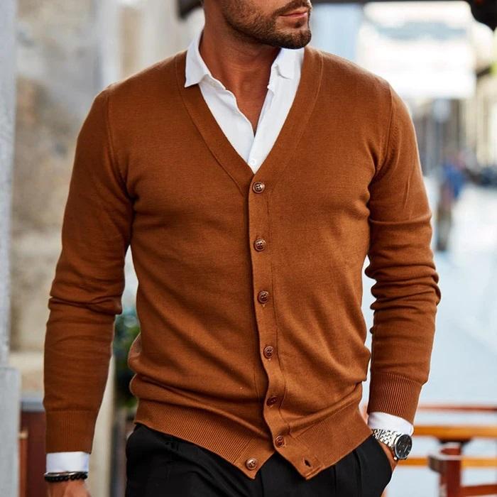 Cardigan homme à boutons en V – Tricot élégant pour toutes les occasions