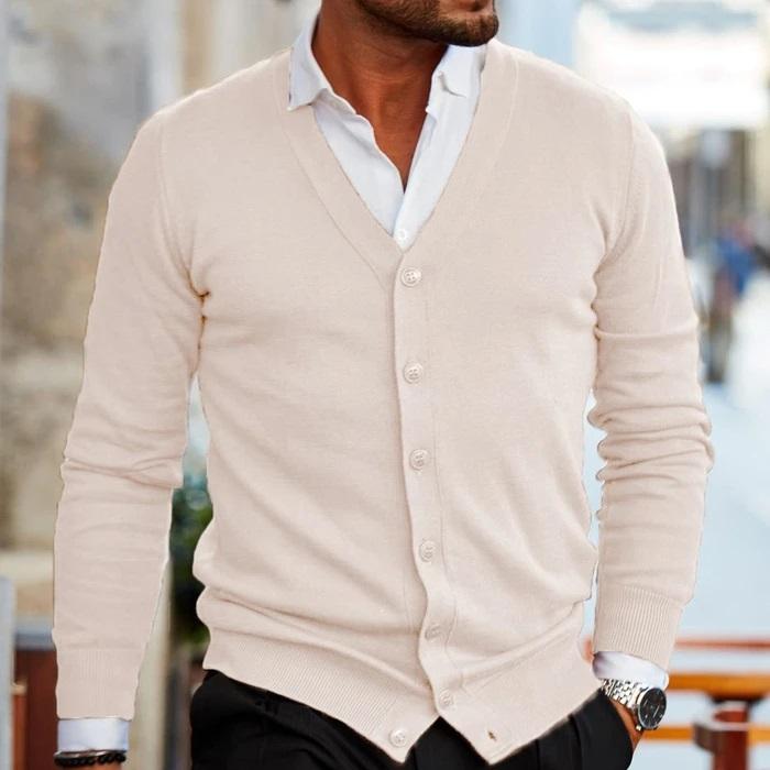 Cardigan homme à boutons en V – Tricot élégant pour toutes les occasions