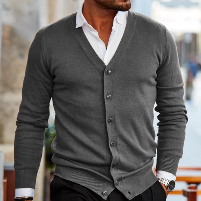Cardigan homme à boutons en V – Tricot élégant pour toutes les occasions