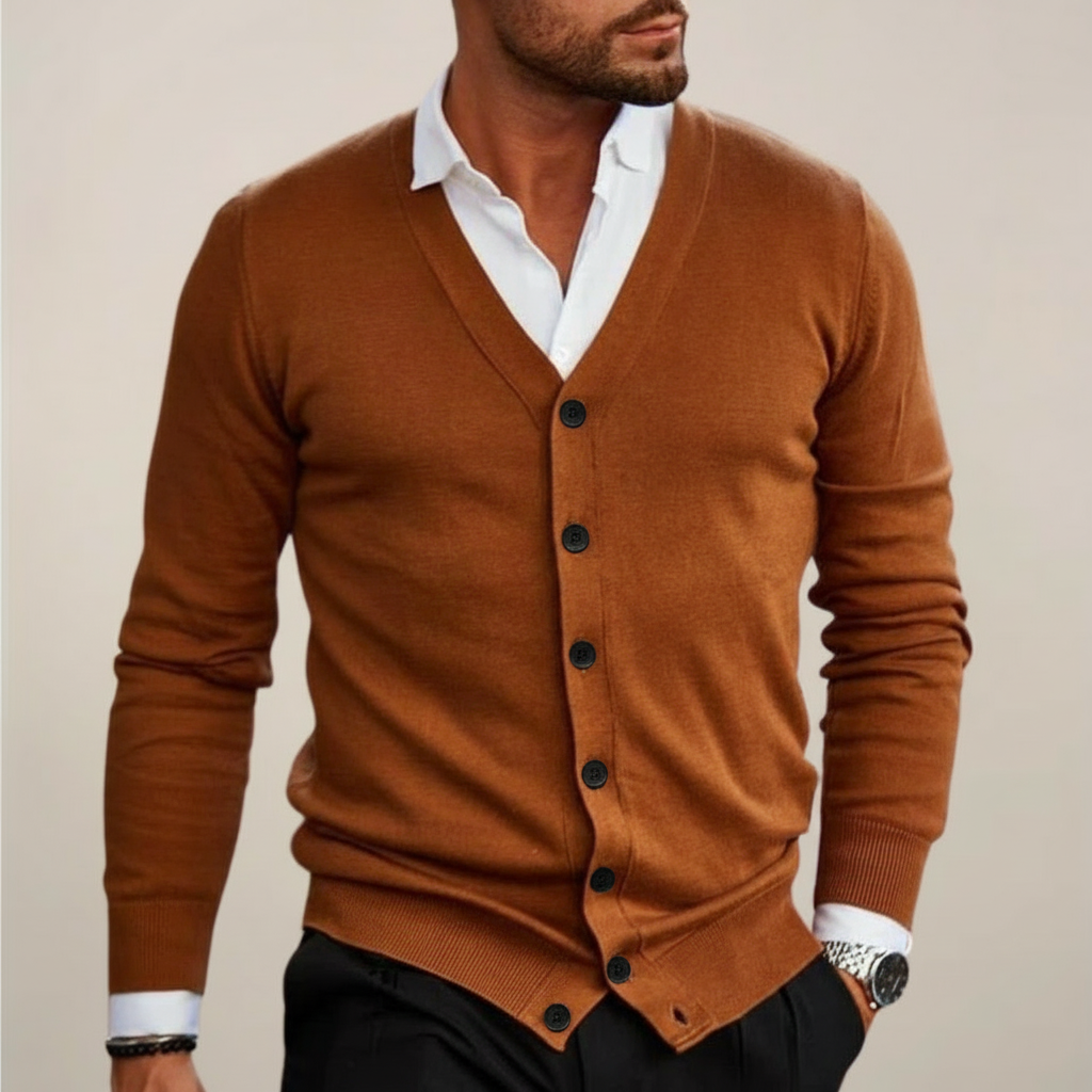 Cardigan à Boutons en V pour Hommes – Tricot Élégant pour le Travail et les Événements
