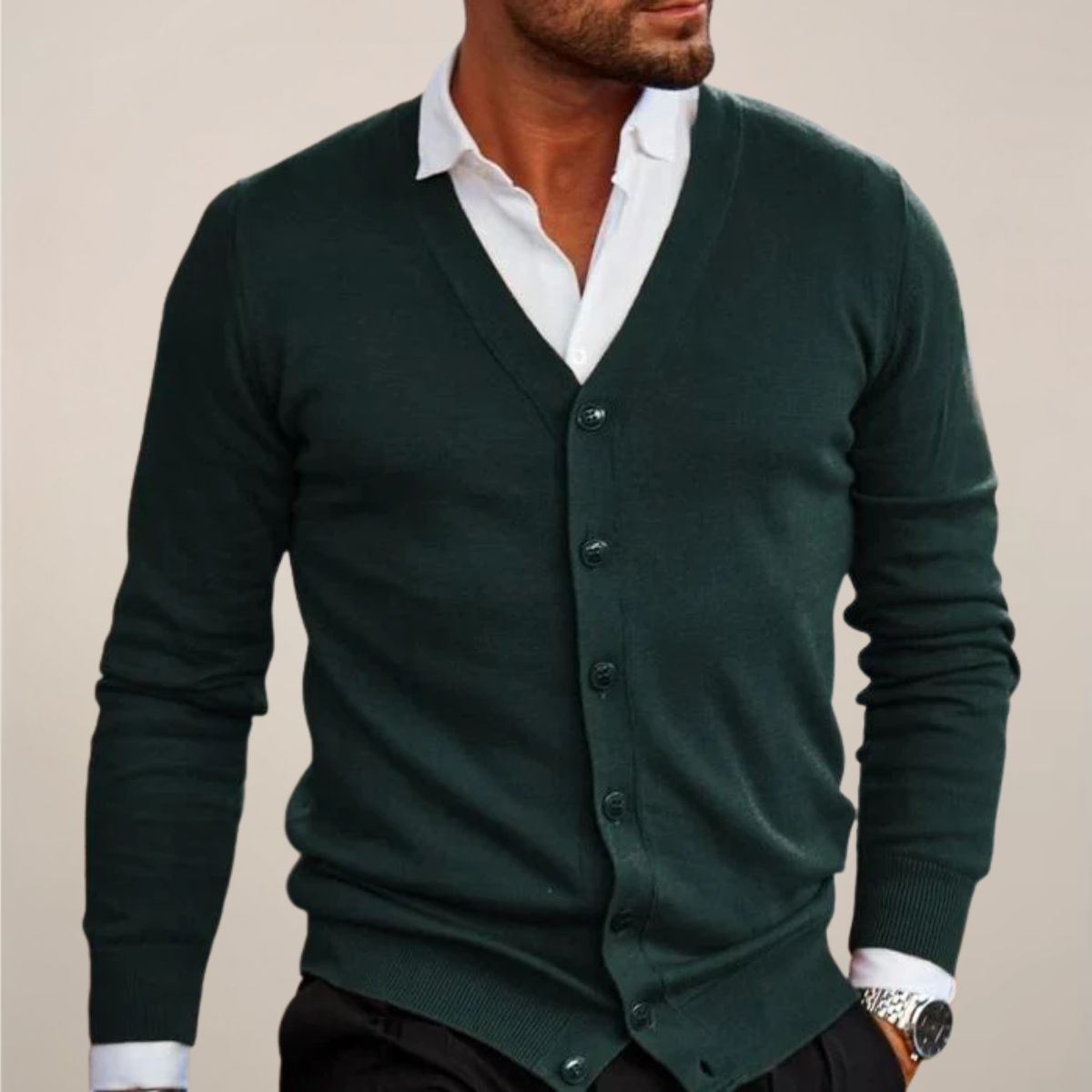 Cardigan à Boutons en V pour Hommes – Tricot Élégant pour le Travail et les Événements