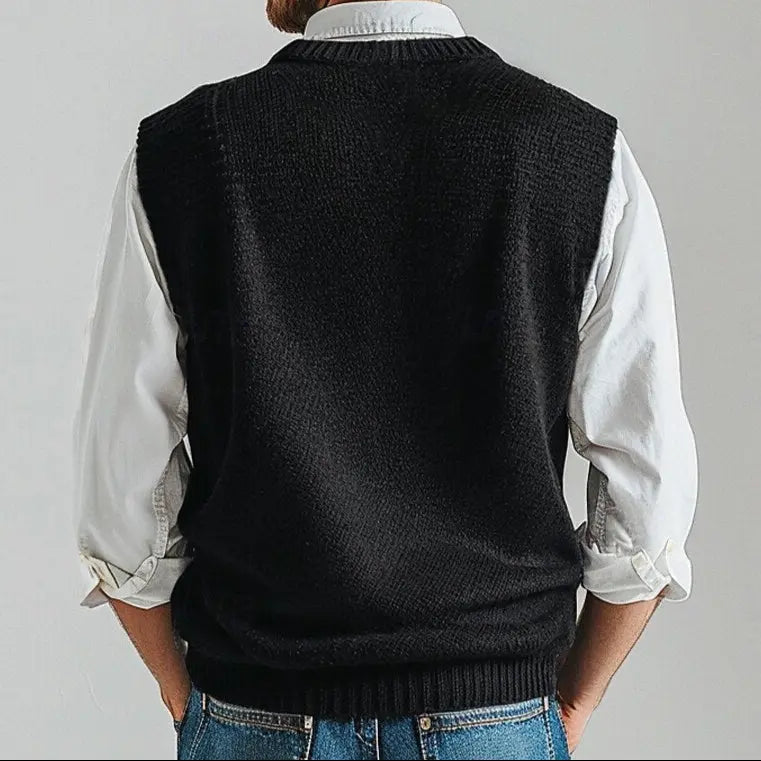 Gilet en Tricot à Col V pour Hommes – Idéal pour un Superposition Élégante