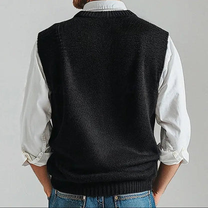 Gilet en Tricot à Col V pour Hommes – Idéal pour un Superposition Élégante