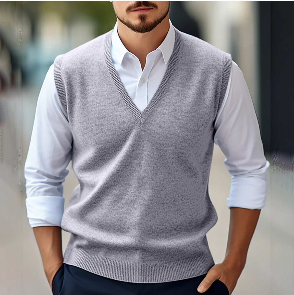 Pull sans manches en V pour hommes, adapté à toutes les occasions