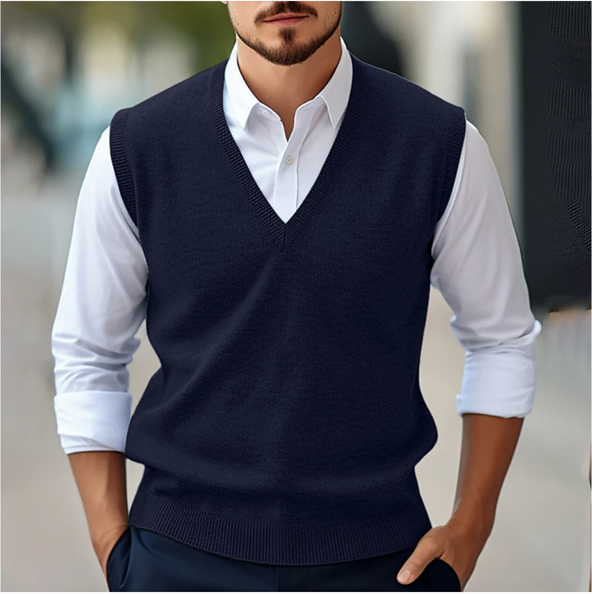 Pull sans manches en V pour hommes, adapté à toutes les occasions